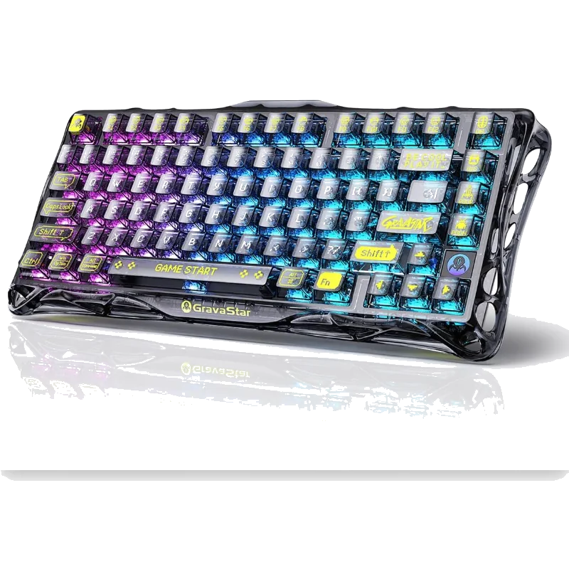 GravaStar Mercury K1 Lite 75% Wireless Mechanical Gaming Keyboard - Transparent Black