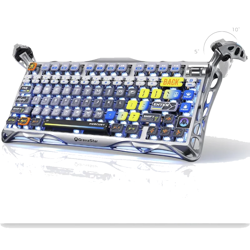 GravaStar Mercury K1 Pro 75% Wireless Mechanical Gaming Keyboard - Interstellar Silver