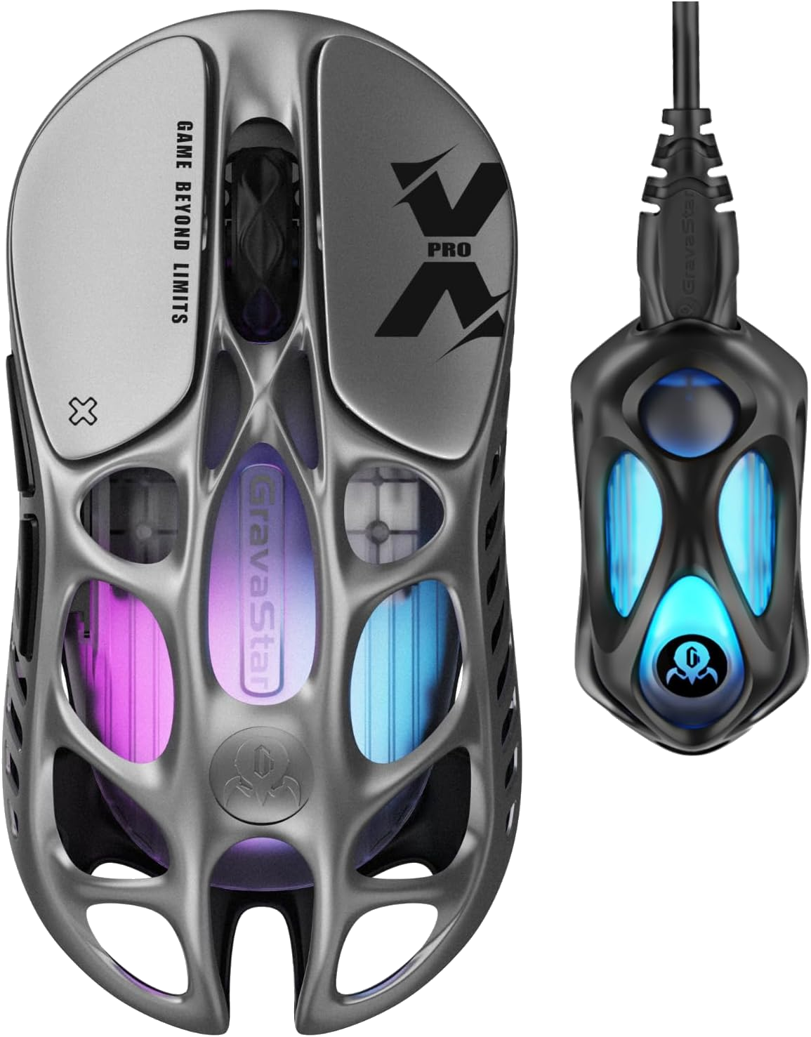 GravaStar Mercury XPro Wireless Gaming Mouse + 8K Dongle - Interstellar Silver