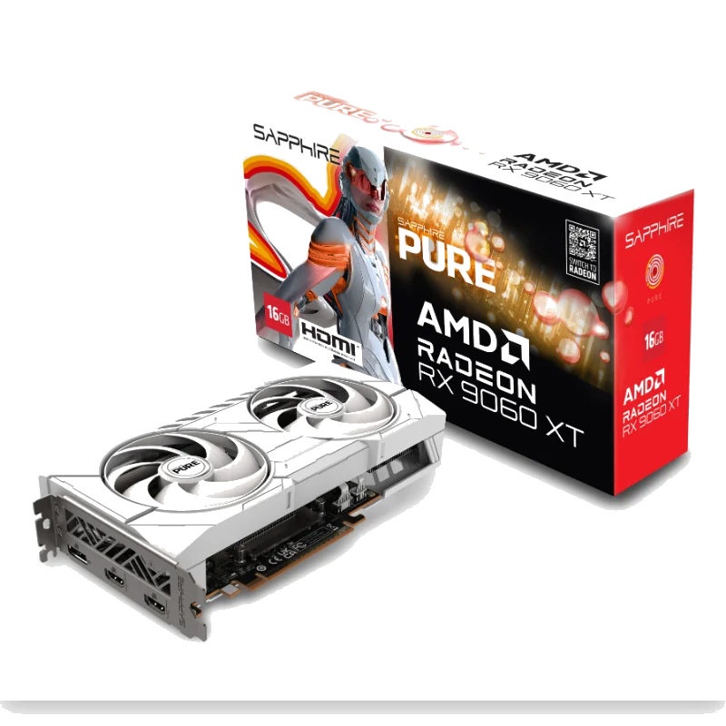 SAPPHIRE PURE Radeon RX 9060 XT GAMING OC 16GB White